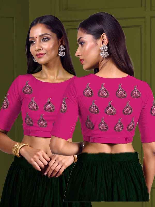 Back View plain-back-elbow-sleeves-sleeve-hot-pink-main-front-green-fig-butta-front-back-green-fig-butta-back
