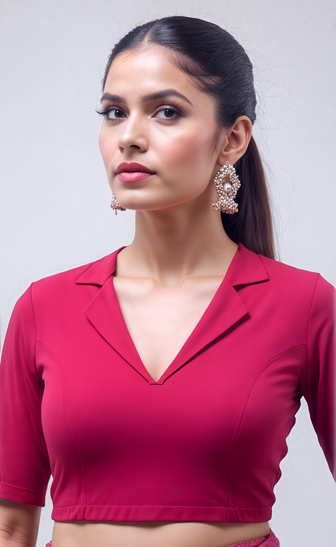 Collar V Neck Stretchable Blouse
