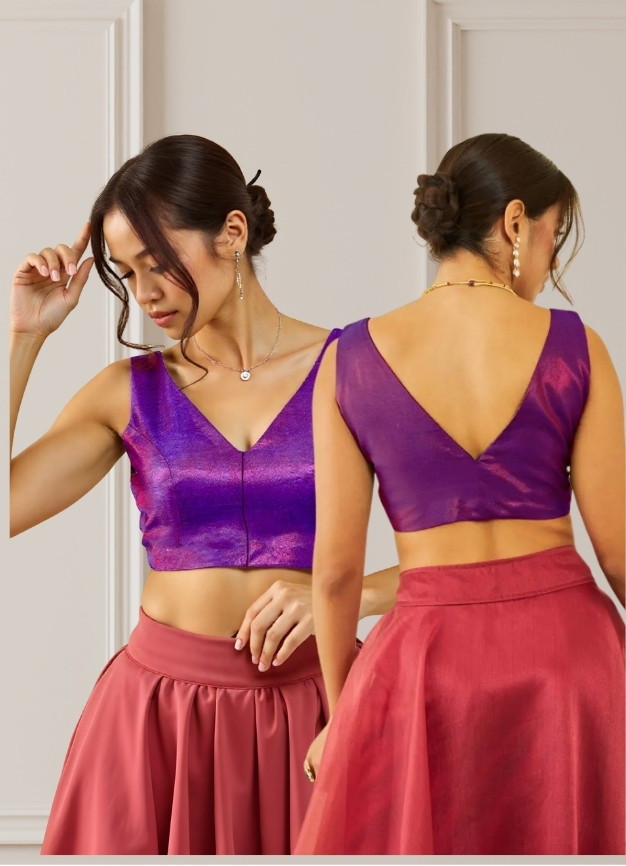 ComfyFlex™ Deep V Neck Tissue Blouse