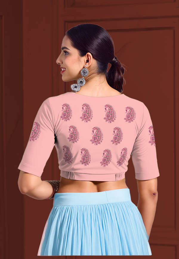 Back View plain-back-elbow-sleeves-sleeve-baby-pink-back-pink-paisley-butta-back
