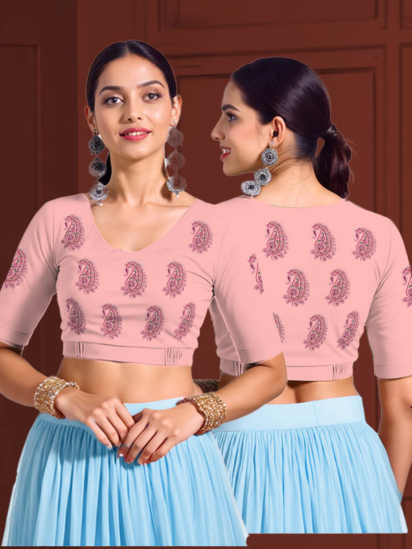 Back View plain-back-elbow-sleeves-sleeve-baby-pink-main-front-pink-paisley-butta-front-back-pink-paisley-butta-back
