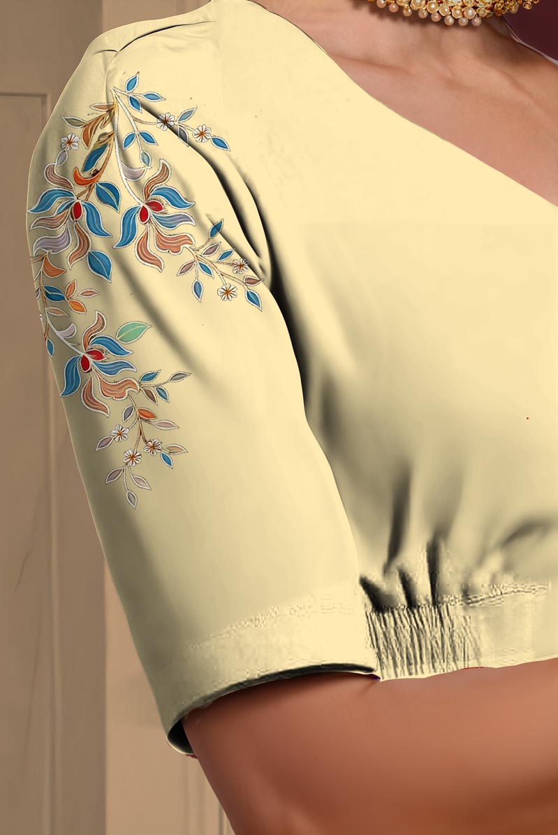 Right Sleeve View plain-back-elbow-sleeves-sleeve-cream-sleeve_right-blue-vine-sleeve-right