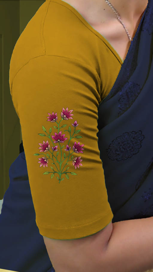 Right Sleeve View plain-back-elbow-sleeves-sleeve-deep-yellow-sleeve_right-pink-butta-sleeve-right