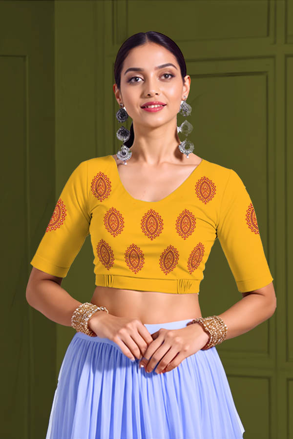 Front View plain-back-elbow-sleeves-sleeve-lemon-yellow-front-red-oval-butta-front
