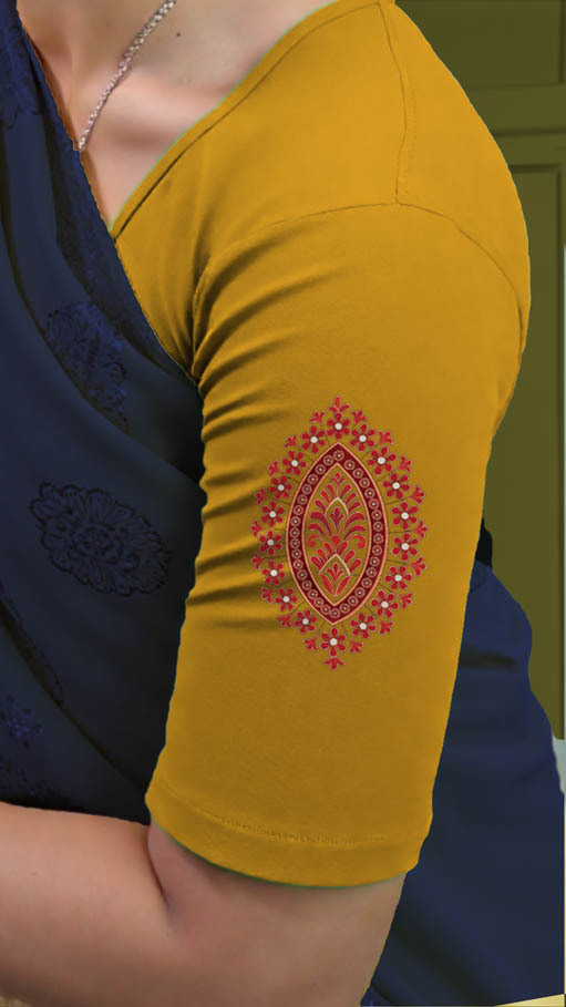Left Sleeve View plain-back-elbow-sleeves-sleeve-lemon-yellow-sleeve_left-red-oval-butta-sleeve-left