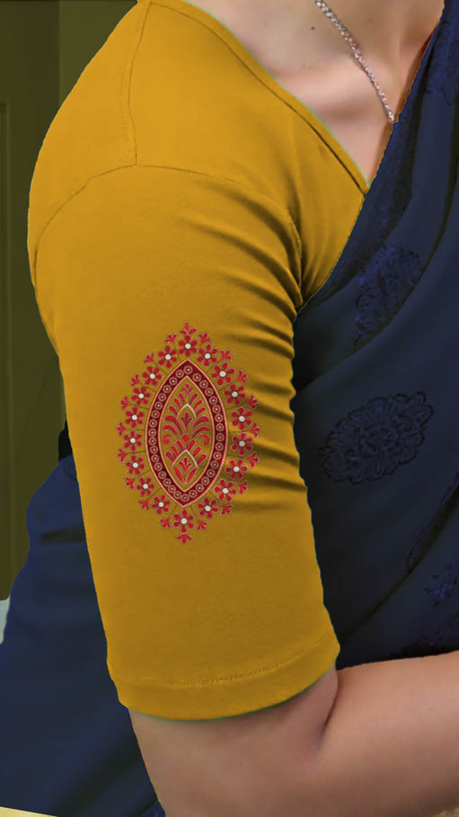 Right Sleeve View plain-back-elbow-sleeves-sleeve-lemon-yellow-sleeve_right-red-oval-butta-sleeve-right