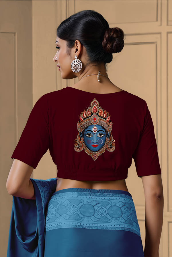 Back View plain-back-elbow-sleeves-sleeve-maroon-back-krishna-mask-back
