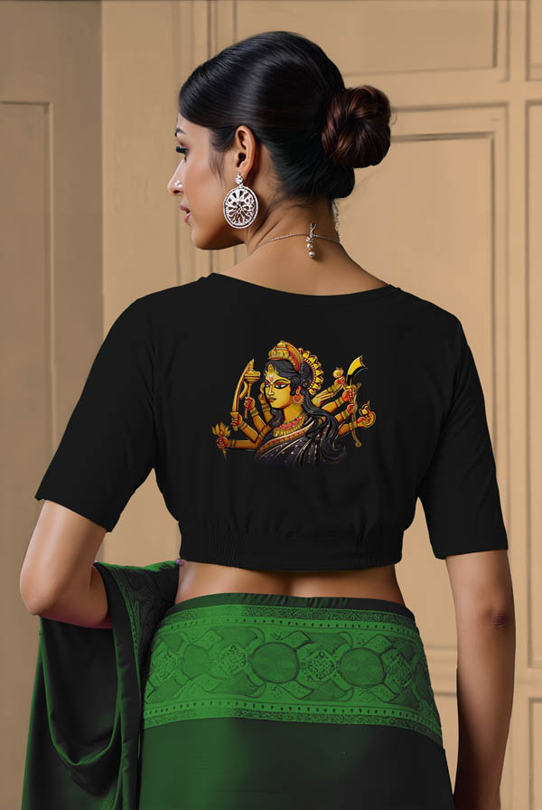 Back View plain-back-elbow-sleeves-sleeve-black-back-durga-murti-back