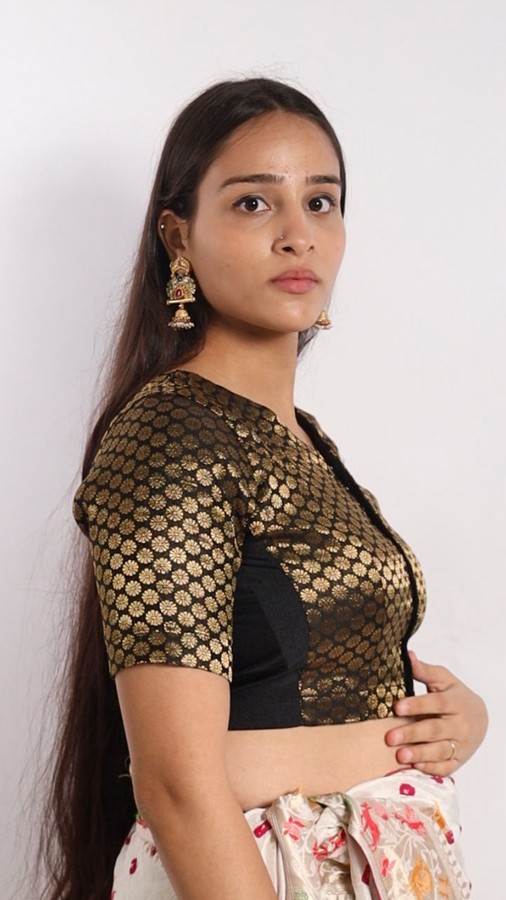 Left Sleeve View plain-back-elbow-sleeves-sleeve-brocade-black-sleeve_left-plain-sleeve-left