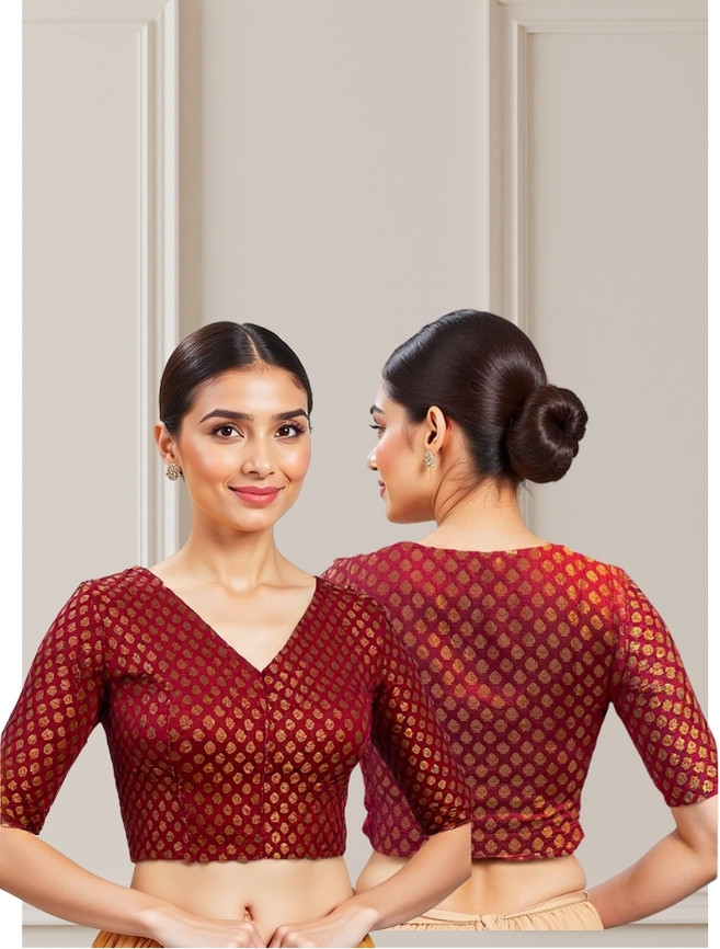 FlexiKaari™ V Neck Brocade Blouse