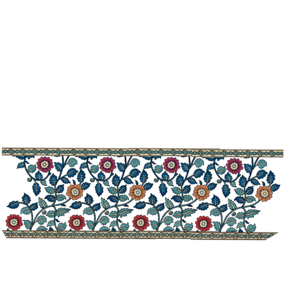 kalamkari border blue vertical sleeve right