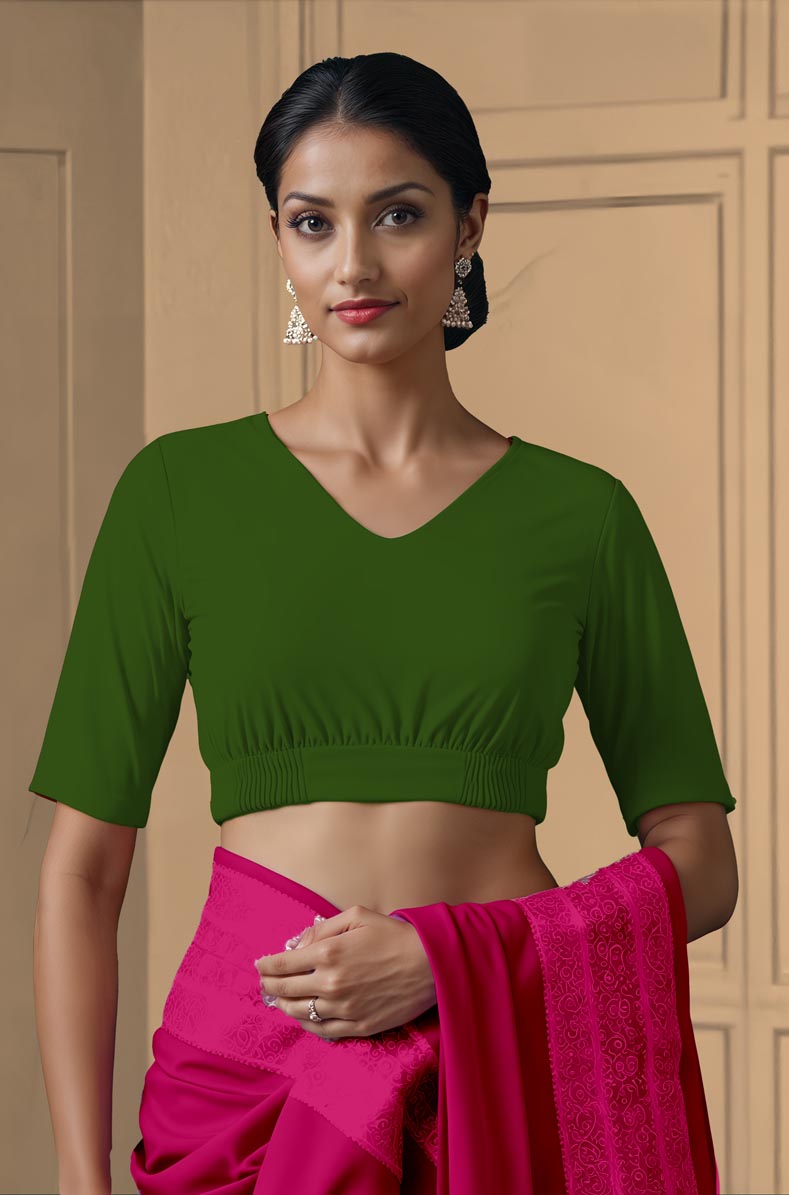 V Neck Stretchable Blouse With SweatShield
