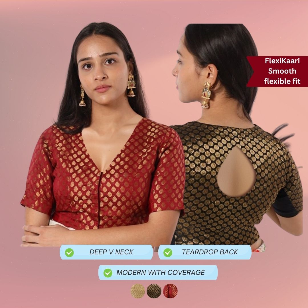 Brocade Flexible Fit (Stretchable Blouses) with Teardrop back