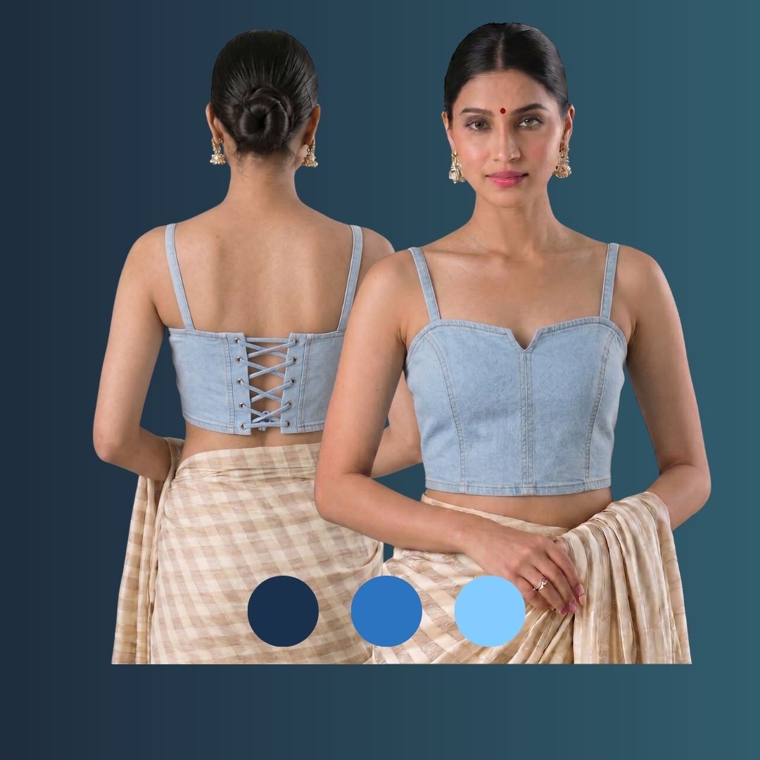 Tie Back Denim Blouse