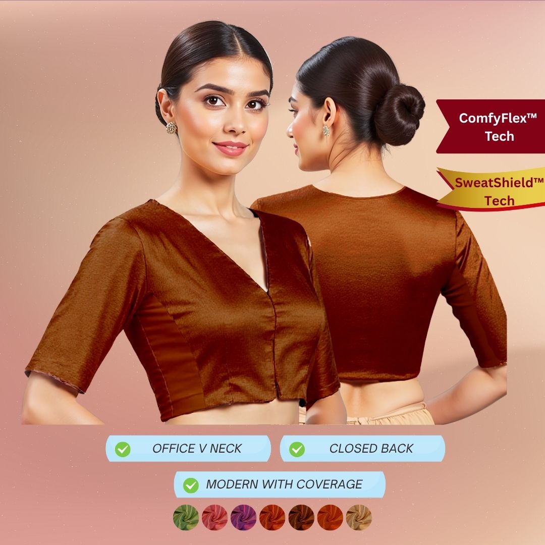 Tissue V Neck Stretchable ComfyFlex blouse with SweatShield