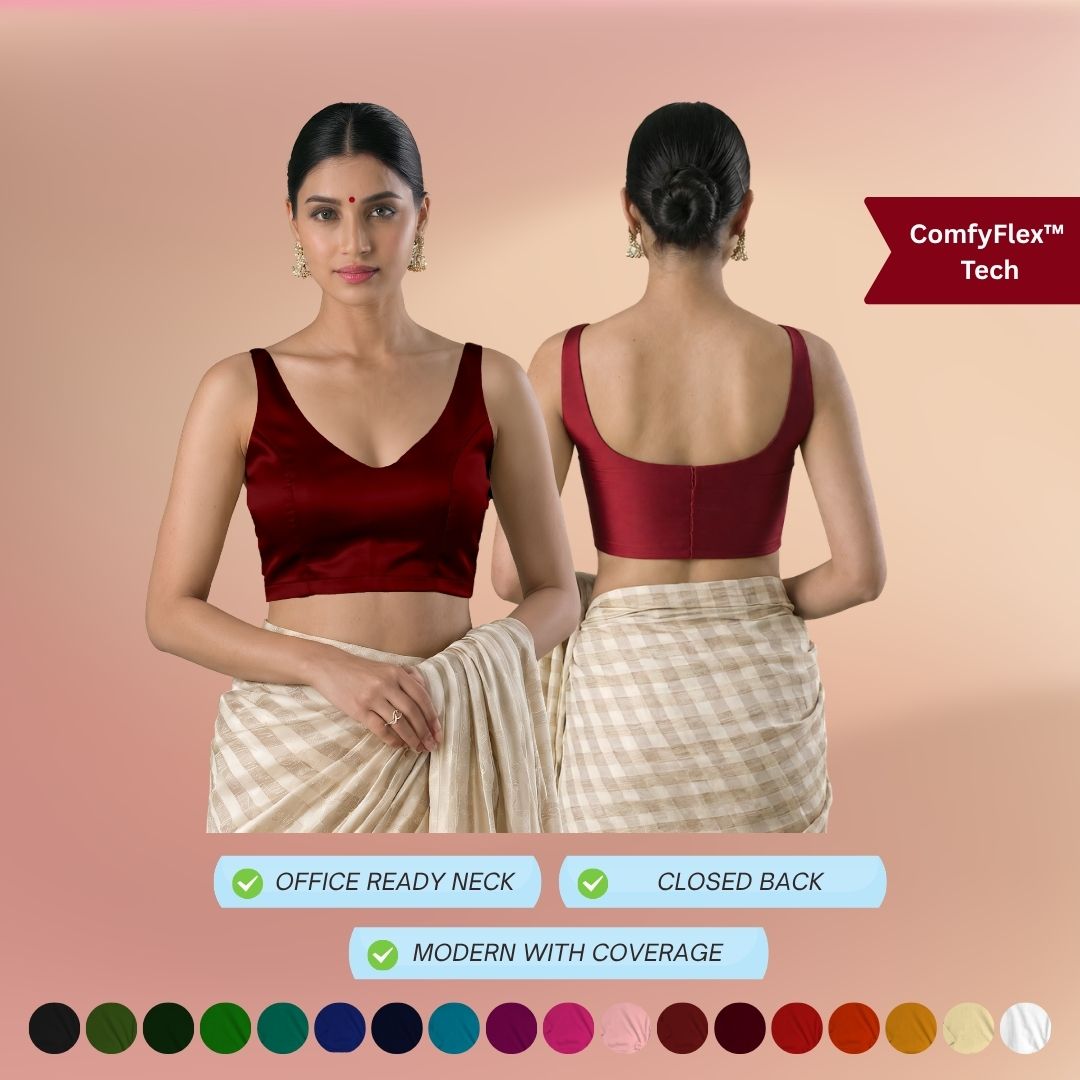 Stretch Modal Silk Blouse with Sleeveless deep V back