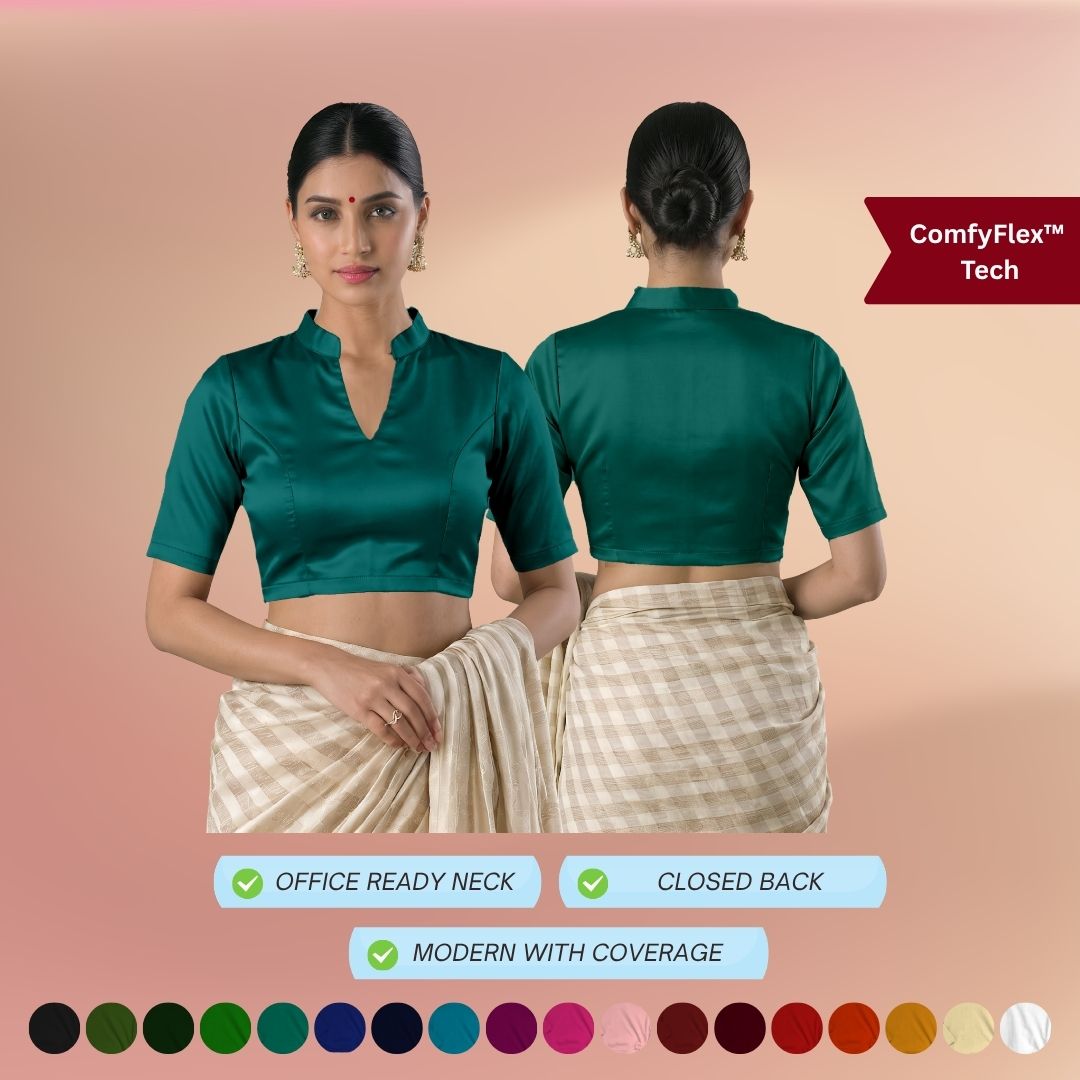 Stretch Modal Silk Blouse with Sleeveless Collar V Neck