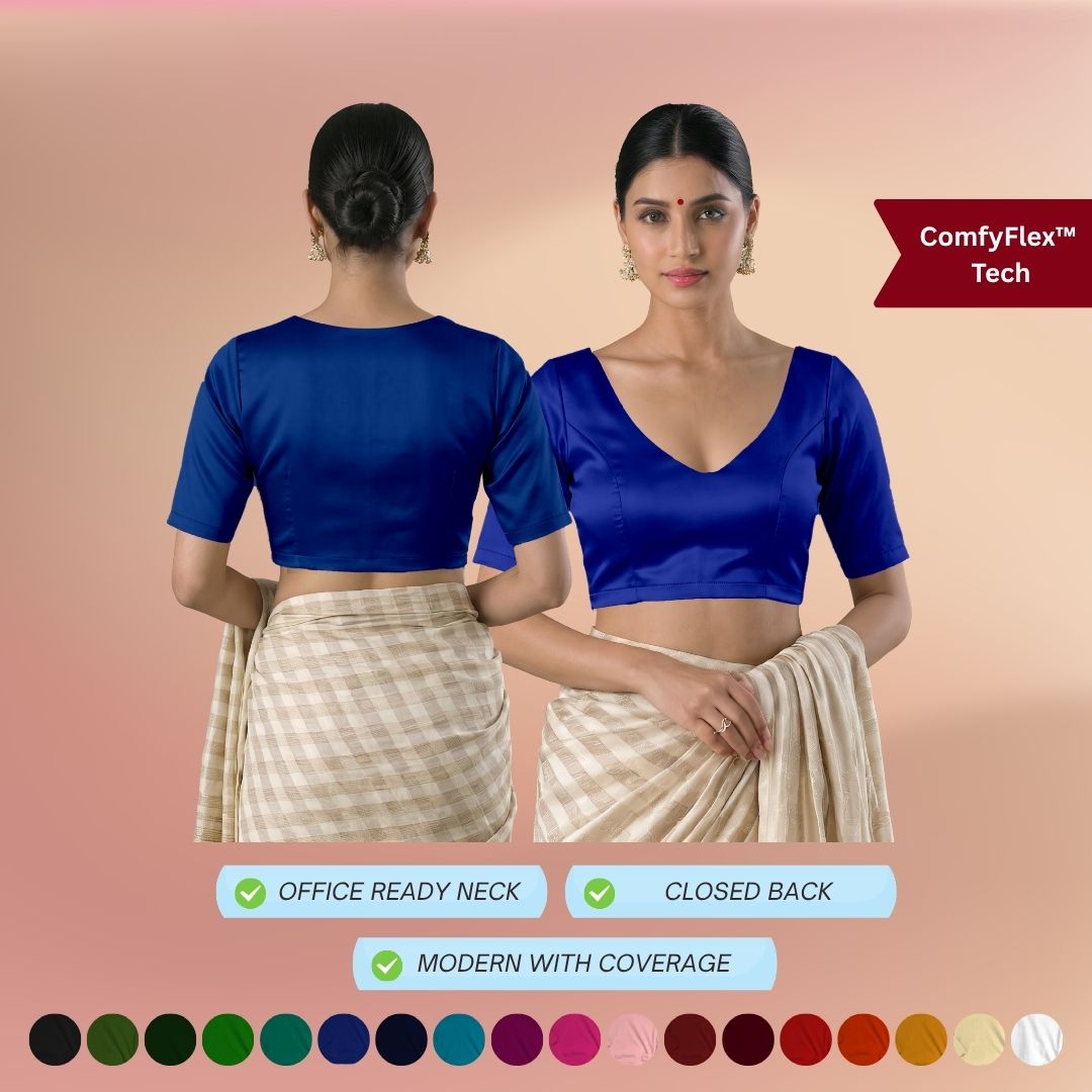 Stretch Modal Silk Blouse with V neck Sleeves