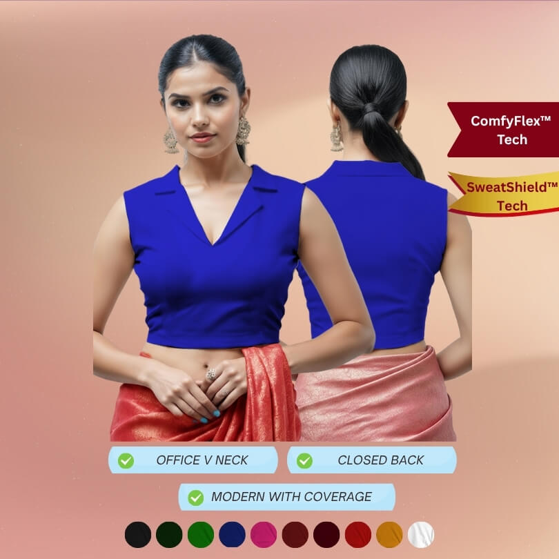 Sleeveless Collar V Neck Stretchable Blouse