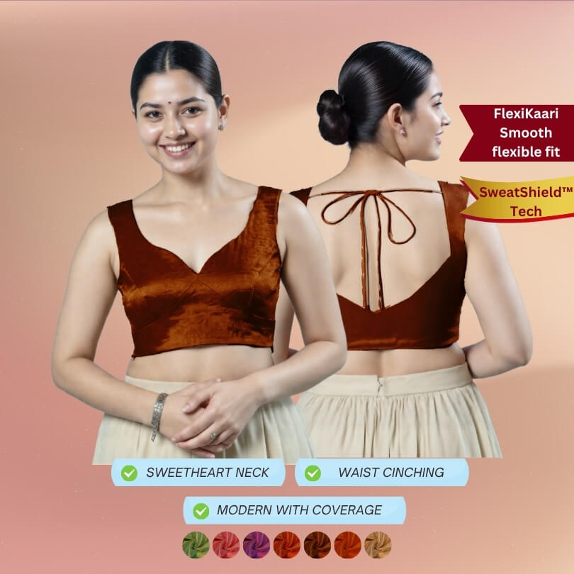 Sleeveless Sweethearneck Tissue Flexikaari Stretchable Tissue Blouse	