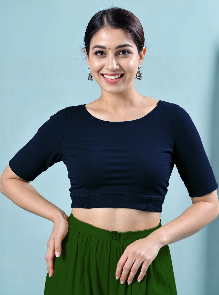 Boat Neck Comfyflex blouse with Teardrop back cutout and SweatShield