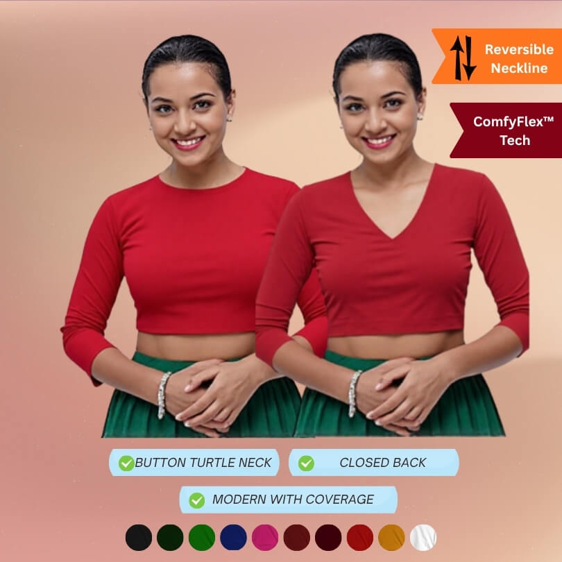 Reversible Long sleeve V neck blouse